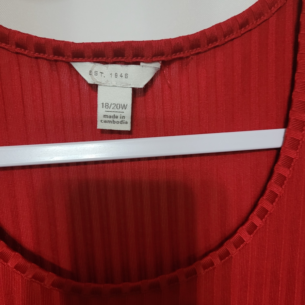 Cato Red Ribbed Cold-Shoulder Blouse - Picture 5 of 5